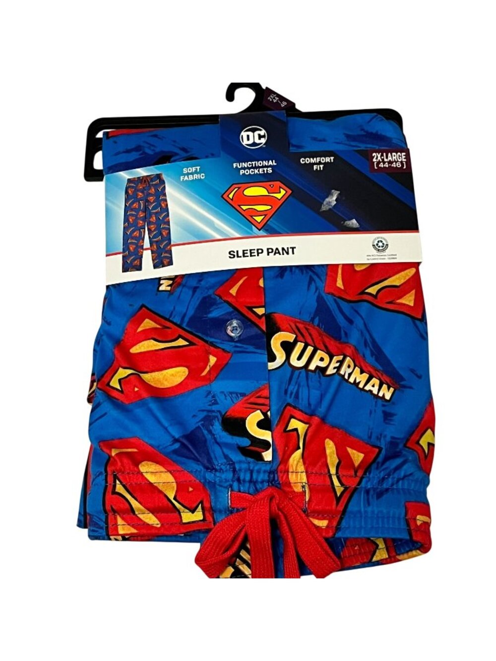 Superman Sleep Pajama Pants Men's Size 2XL XXL 44-46 NWT